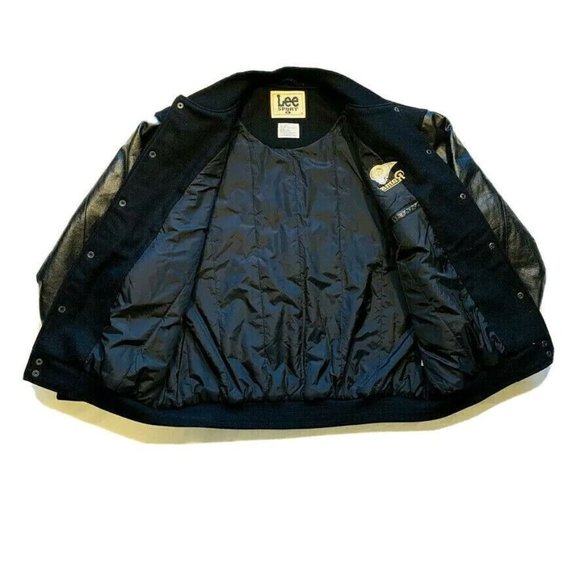 NEW Vintage Lee Sport Rams Wool Leather Bomber Varsity Jacket Insulated  Snap XL - Picture 4 of 11